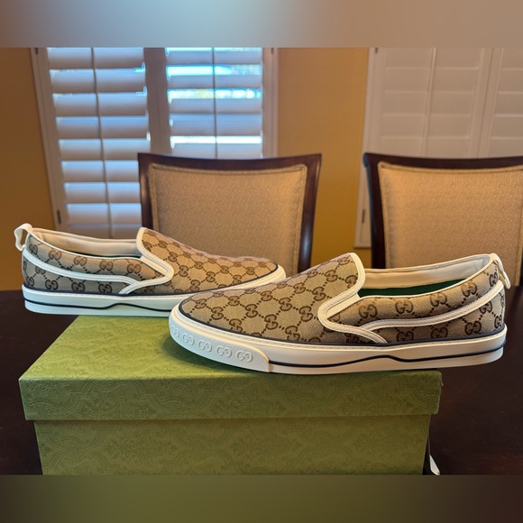 New Gucci GG Supreme Logo Tennis 1977 Slip On Sneaker Shoes UK 12.5 / US 13 - Picture 12 of 16